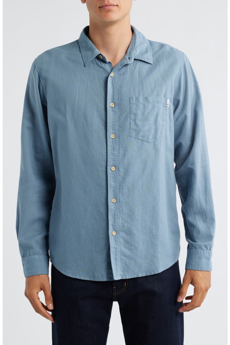 Wesley Linen & Cotton Button-Up Shirt, Main, color, SHORE BREAK