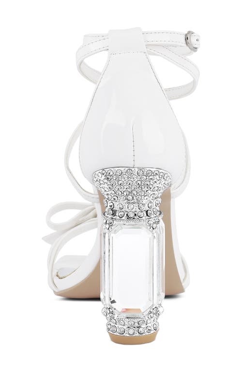 London Rag Affluence T-strap Stone Encrusted Heeled Sandal In White