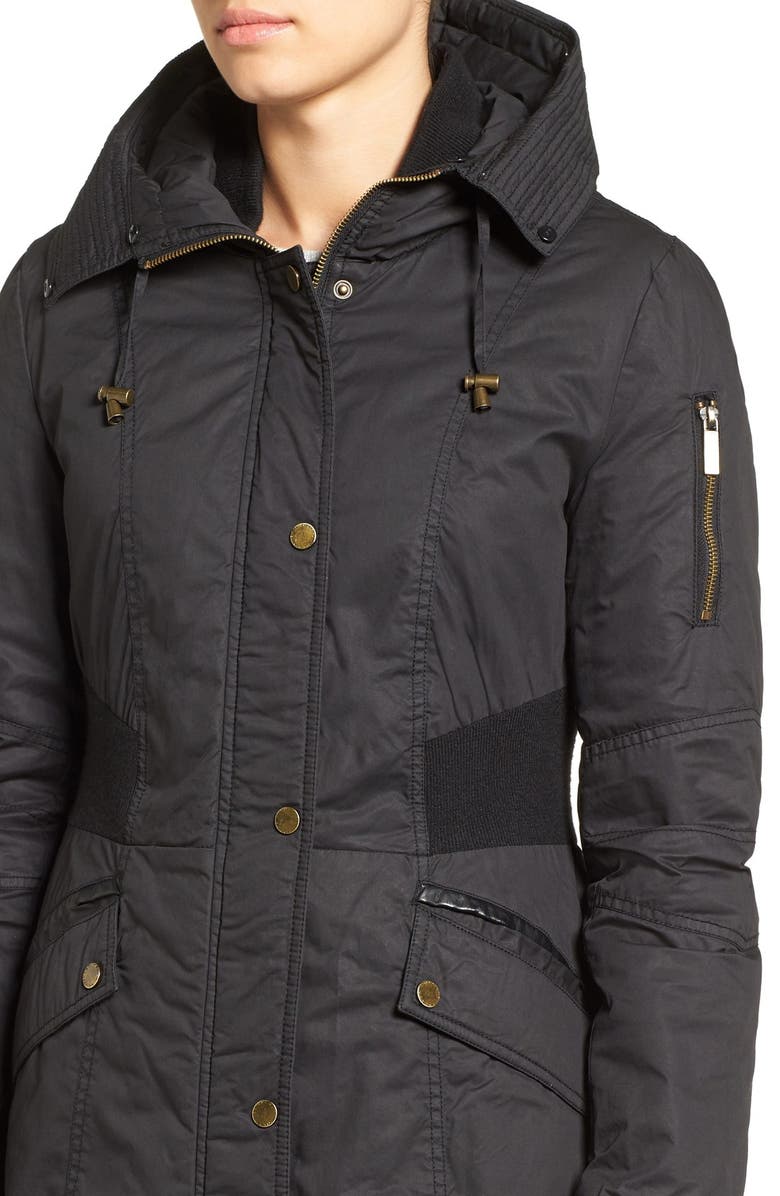 French Connection Mixed Media Parka with Faux Fur Trim Hood, Alternate, color, 