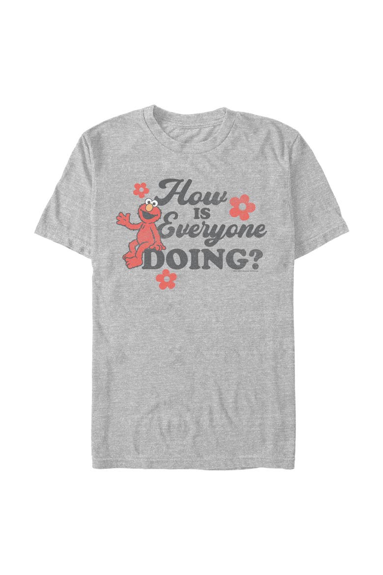 Men's Sesame Street Elmo How Is Everyone Doing? Graphic T-Shirt, Main, color, Athletic Heather