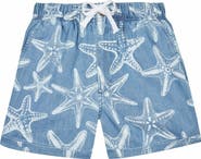 Vilebrequin Kids' Light Denim Printed Starfish Bermuda Shorts