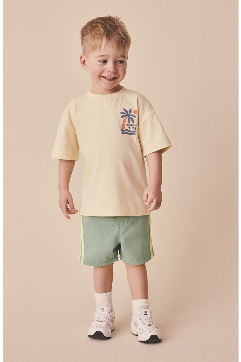 Kids' Sporty Stripe Cotton Shorts, Alternate, color, GREEN