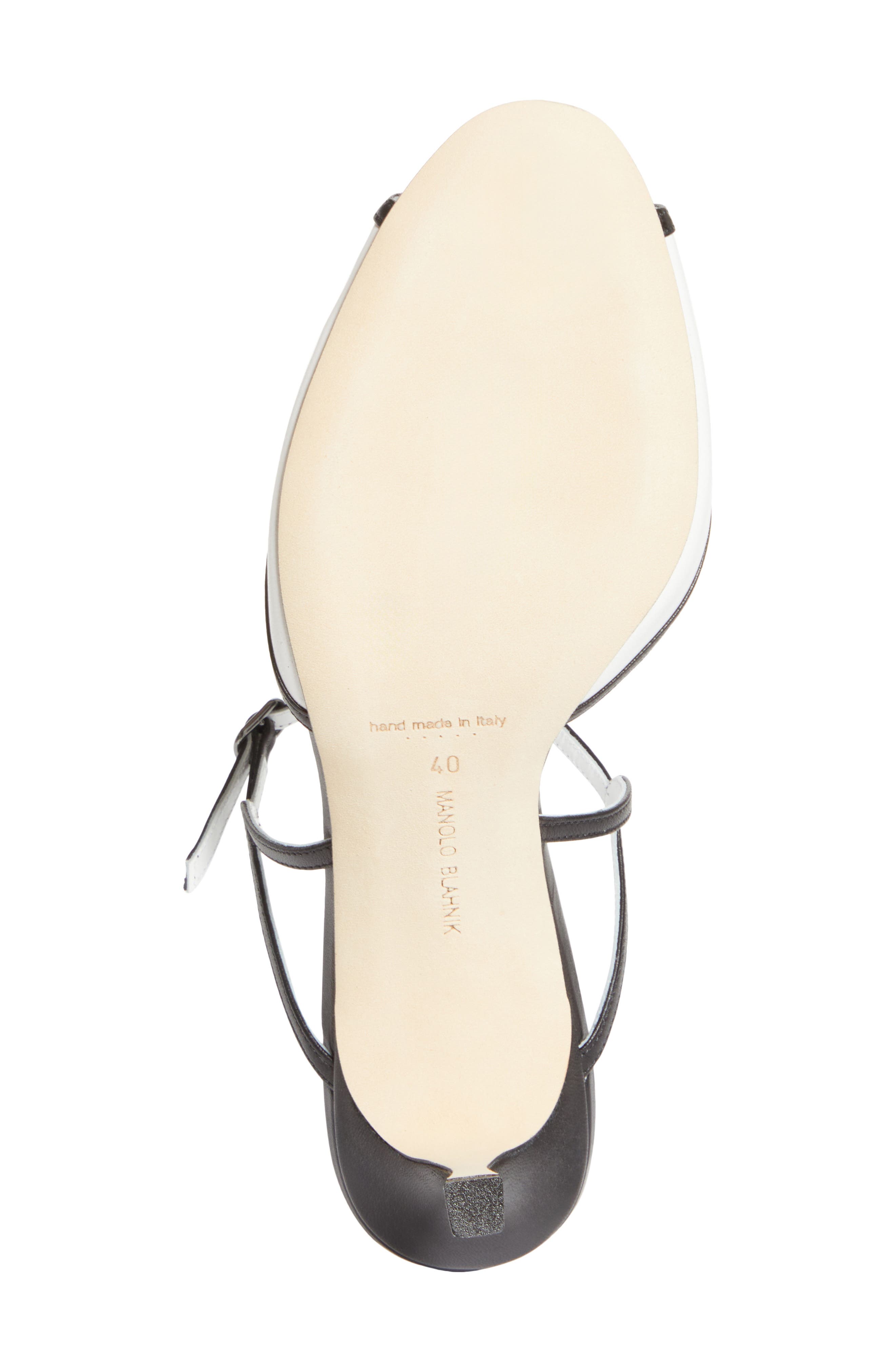 Manolo Blahnik Versari Slide Sandal, Alternate, color, White/ Black