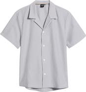 BOSS Velvetfish Stripe Seersucker Camp Shirt