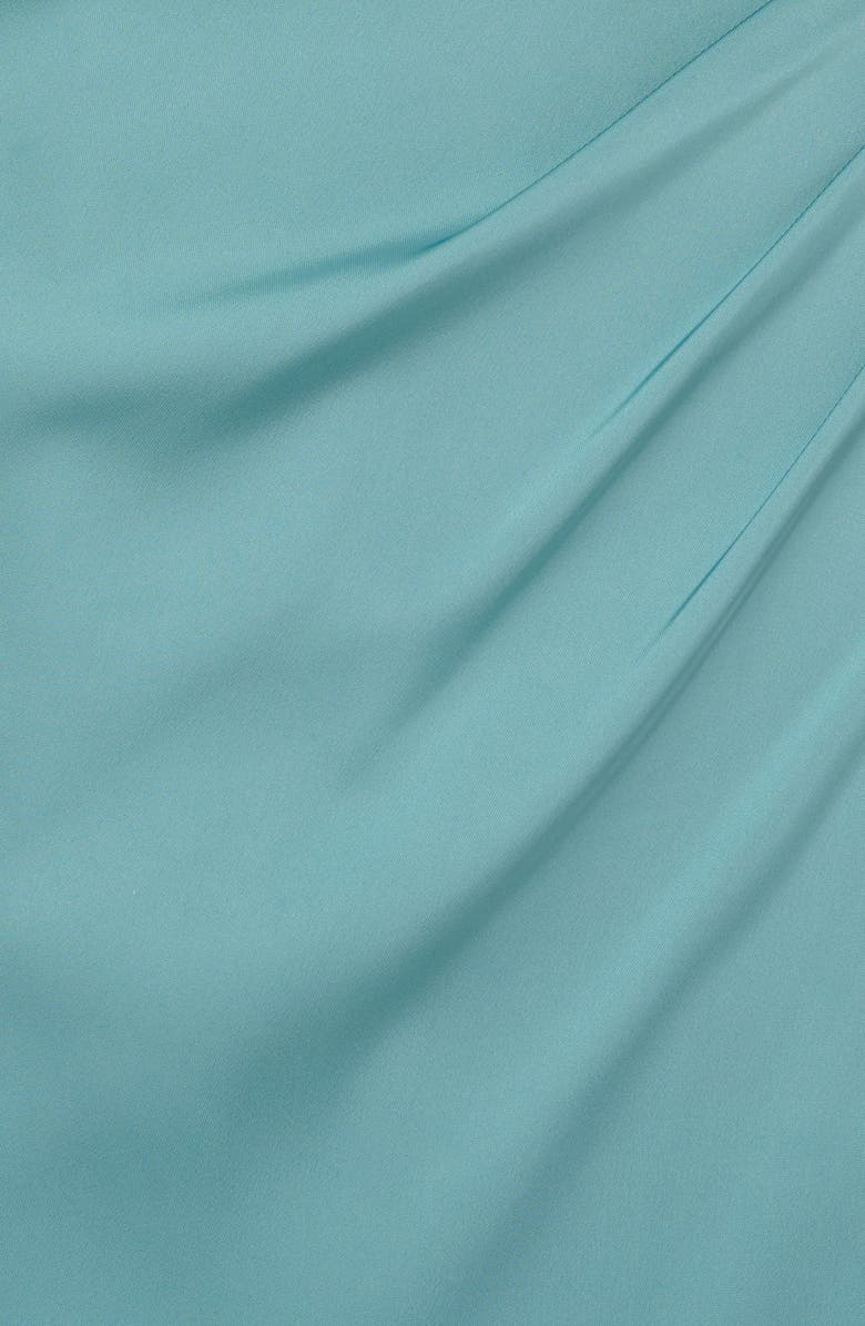 Adrianna Papell Ruched Drape Stretch Satin Gown, Alternate, color, Blue Heaven