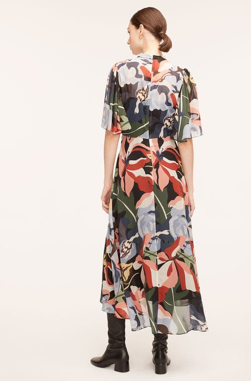 REBECCA TAYLOR REBECCA TAYLOR BOTANICAL GARDEN SILK FLUTTER SLEEVE DRESS