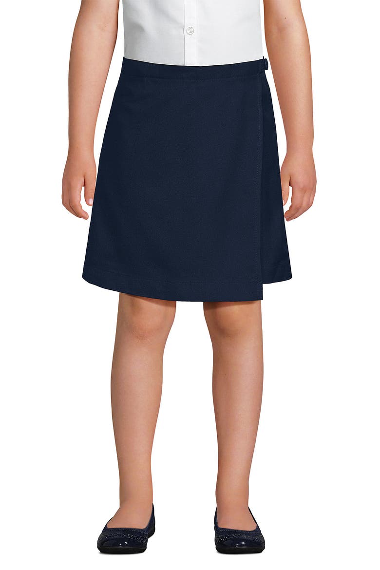 School Uniform Girls Solid A Line Tab Skort Top of Knee, Main, color, Classic Navy