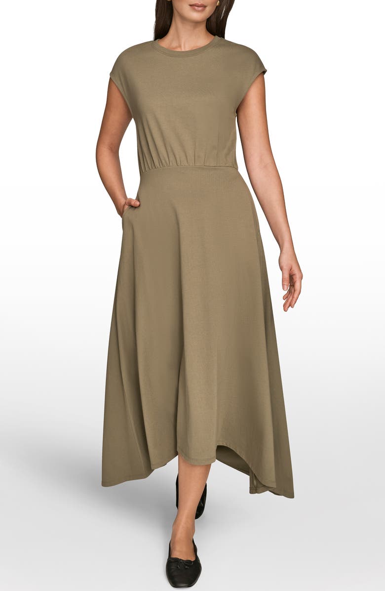 Donna Karan New York Cap Sleeve Maxi Dress, Main, color, Khaki Green