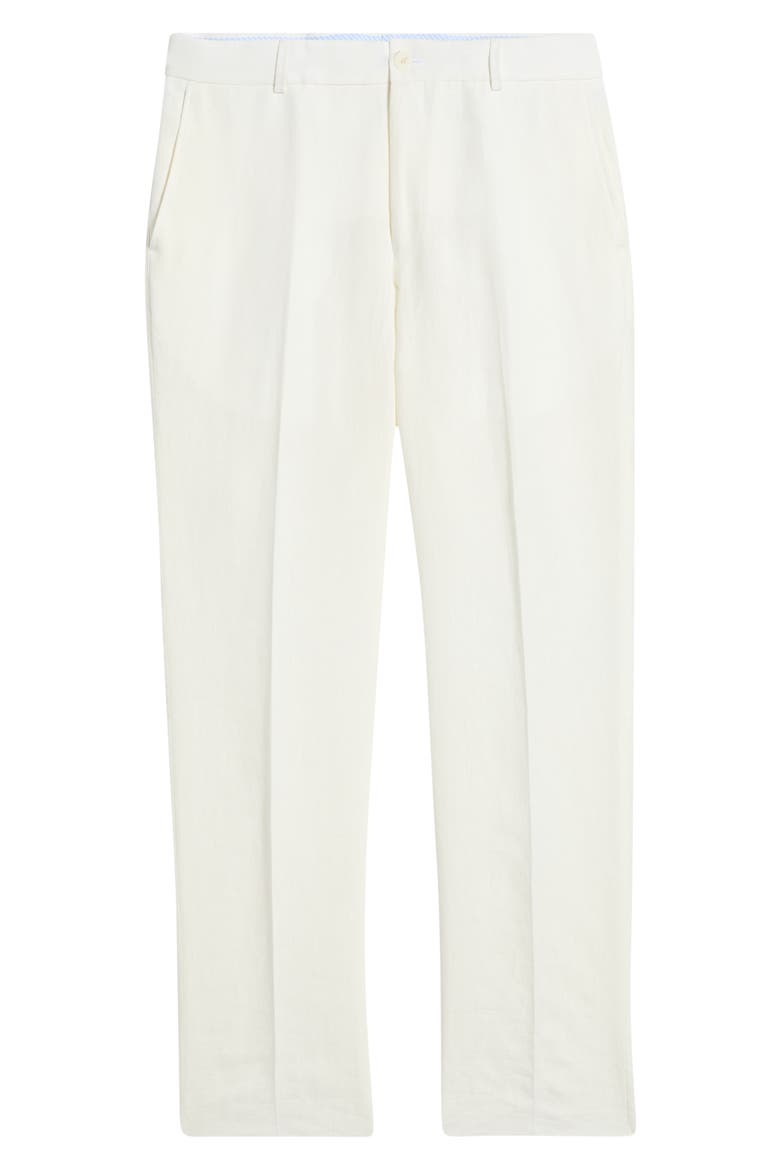 Flat Front Slub Linen Chambray Dress Pants, Alternate, color, WHITE
