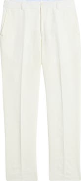 Berle Flat Front Slub Linen Chambray Dress Pants