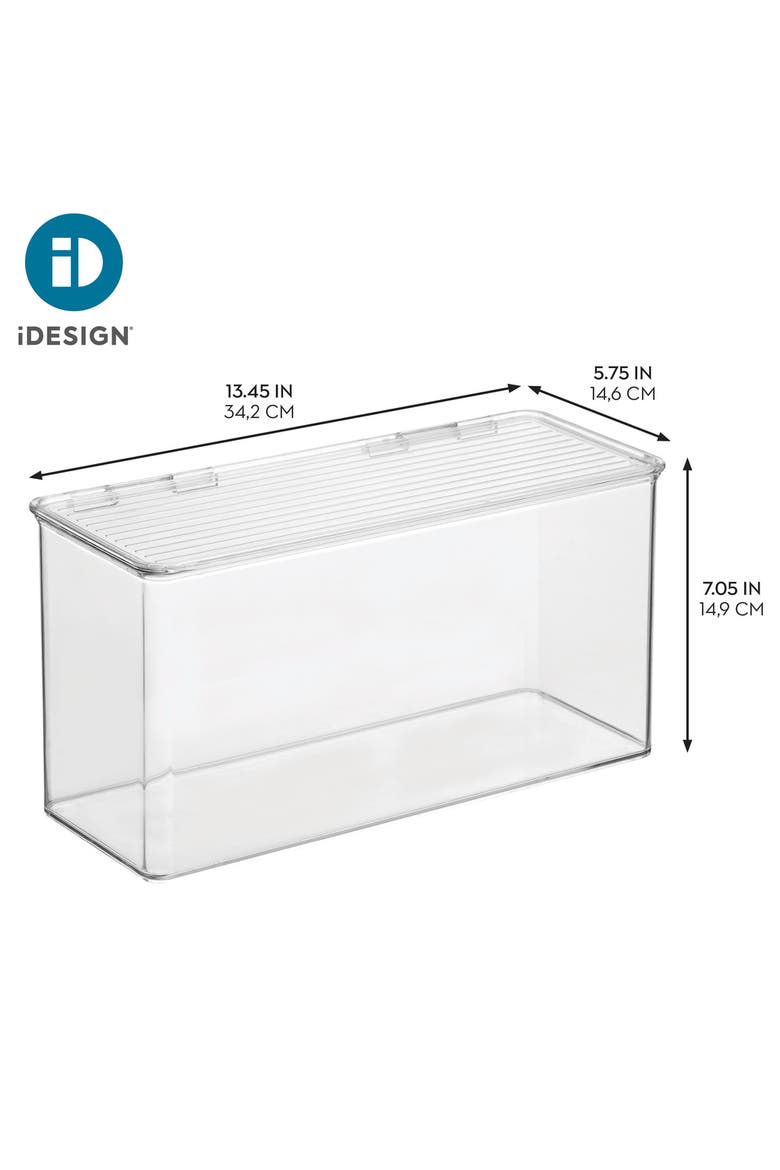 Plastic Stackable Hinged-Lid Pantry or Kitchen Storage Box - Set of 4 - Clear, Alternate, color, Clear