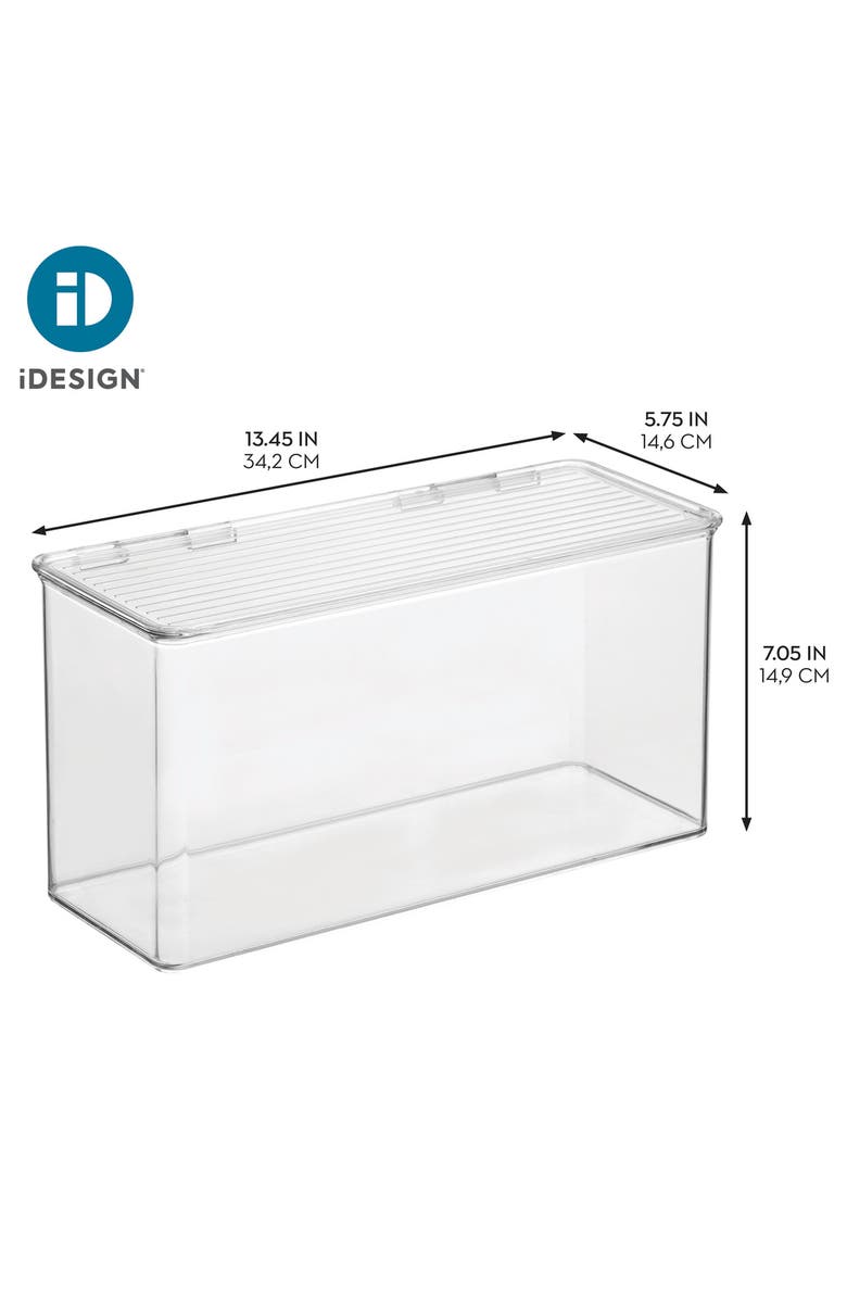iDesign Plastic Stackable Hinged-Lid Pantry or Kitchen Storage Box - Set of 4 - Clear, Alternate, color, Clear