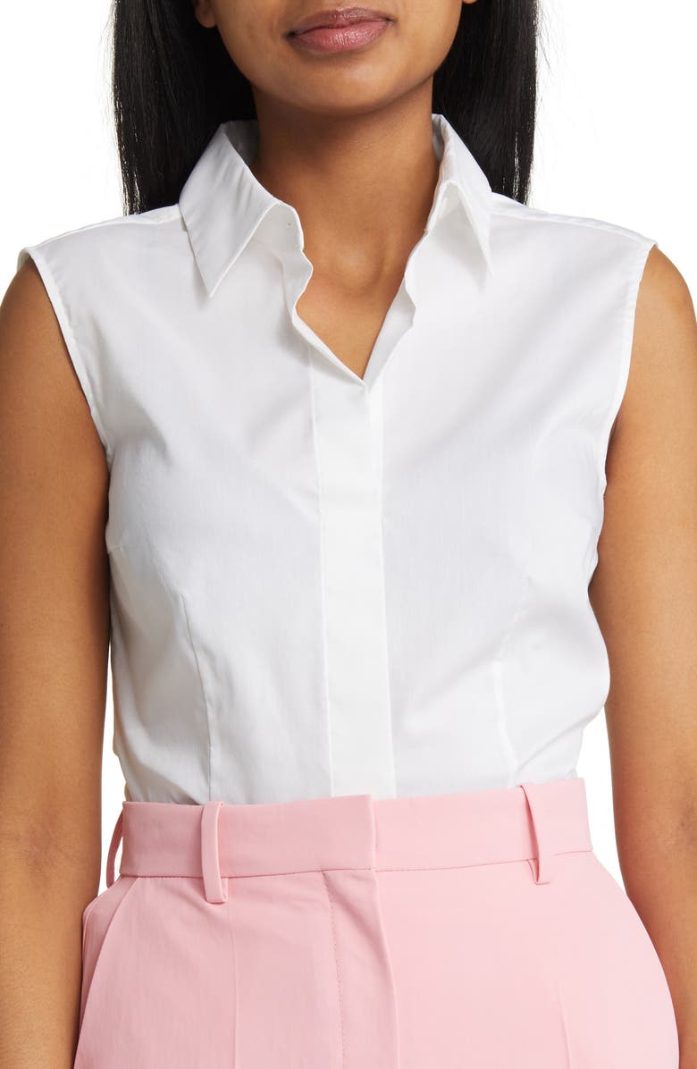 BOSS Bashivah Sleeveless Cotton Blend Blouse, Alternate, color, 