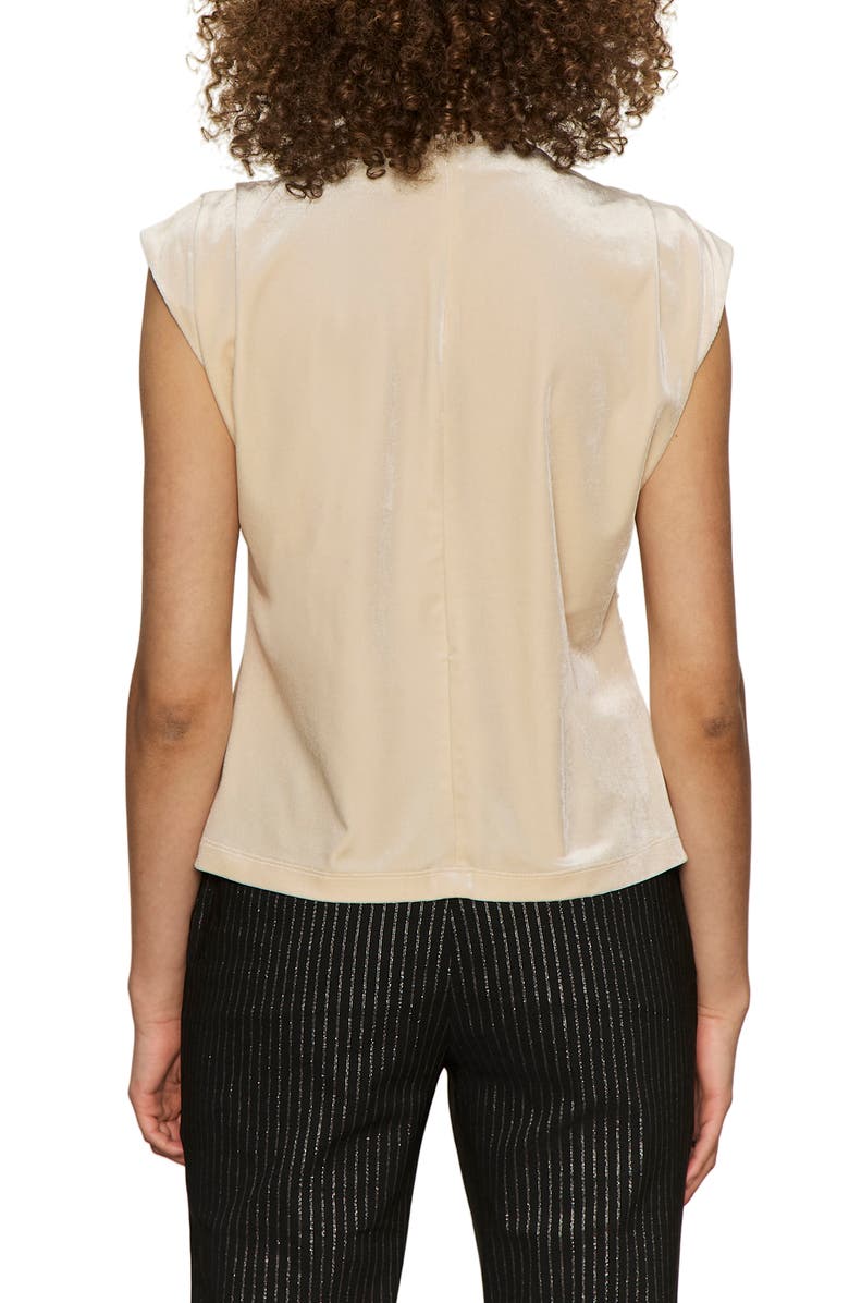 Sanctuary Pleated Sleeve Side Ruched Velvet Top, Alternate, color, Light Oat Beige