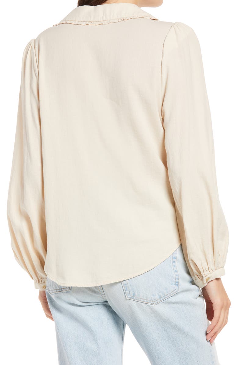 Treasure & Bond Ruffle Collar Cotton Button-Up Shirt, Alternate, color, 
