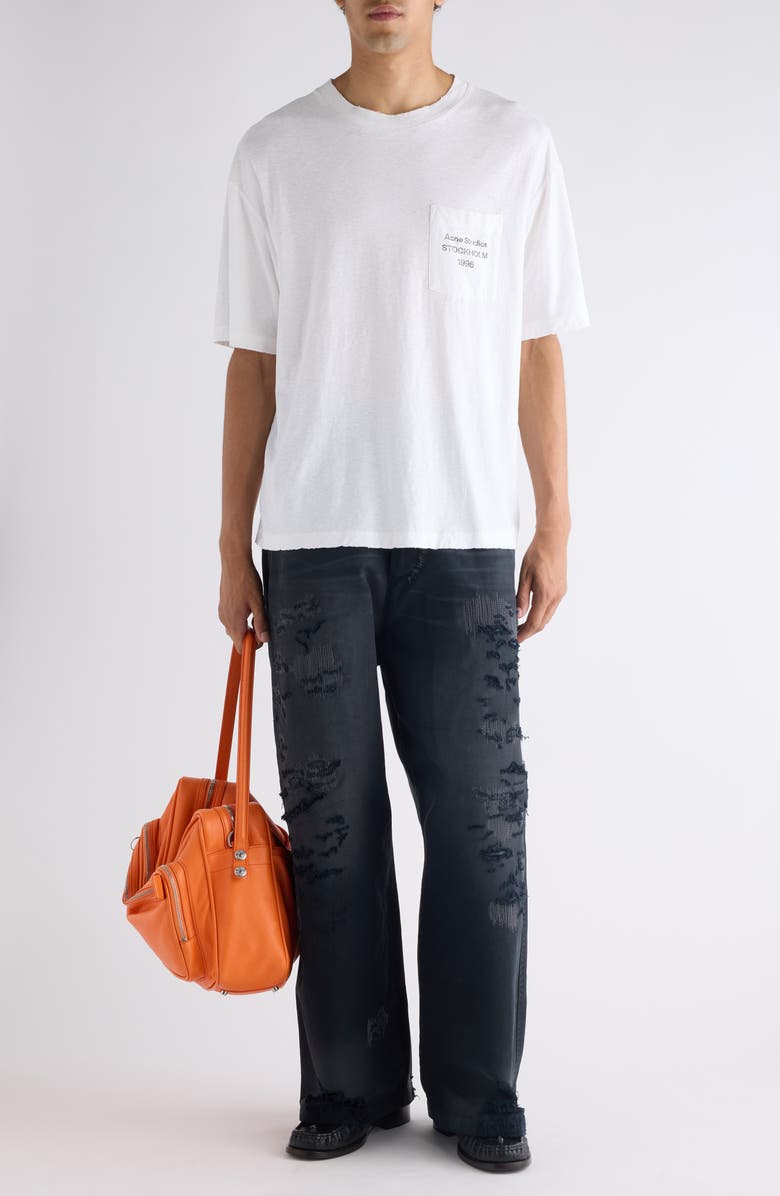Acne Studios Exford Logo Pocket T-Shirt, Alternate, color, Off White