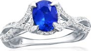 SOUZANA by Suzy Levian 14K Gold Platinum Blue Sapphire & Diamond Ring