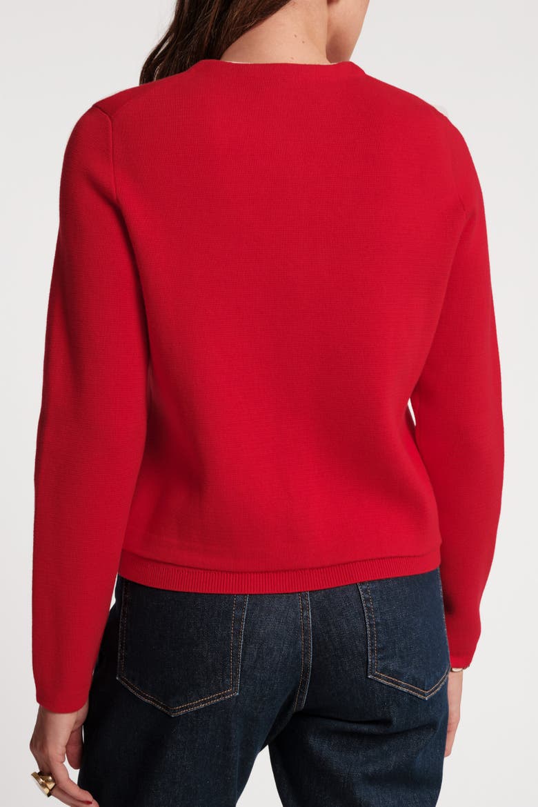 Darling Cardigan Colorblock Piping, Alternate, color, Red/Oyster
