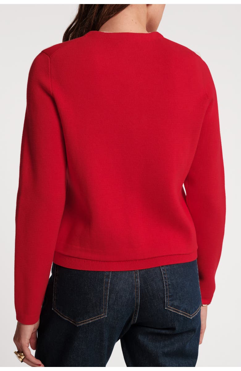 Frances Valentine Darling Cardigan Colorblock Piping, Alternate, color, Red/Oyster