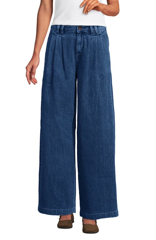 LANDS' END LANDS' END LIGHTWEIGHT DENIM MID RISE PLEATED SLOUCHY JEANS