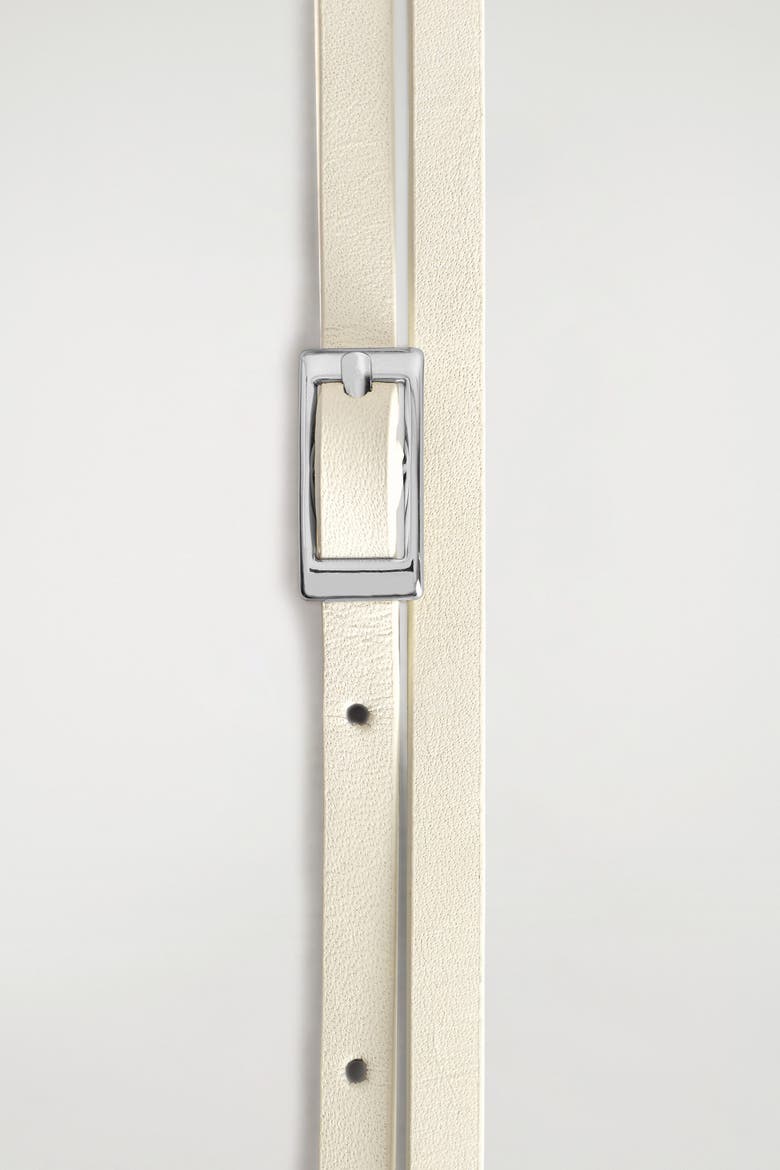 Skinny Double-wrap Leather Belt, Alternate, color, WHITE