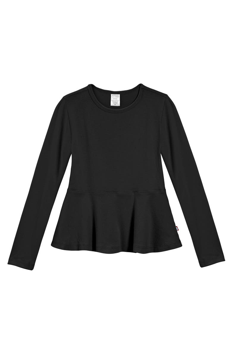 CITY THREADS Soft Cotton Long Sleeve Peplum Tee, Main, color, 