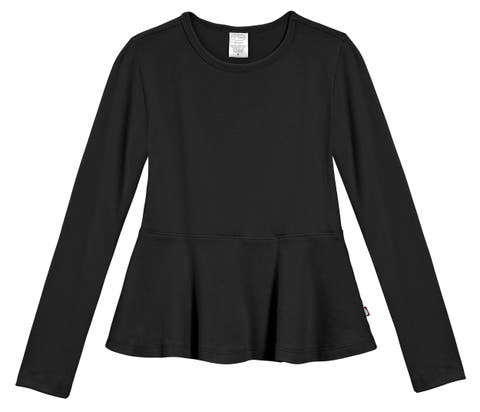 Girls Soft Cotton Long Sleeve Peplum Tee (Toddler, Little Kid & Big Kid)