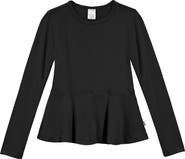 CITY THREADS Girls Soft Cotton Long Sleeve Peplum Tee