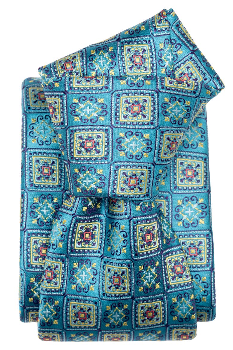 De Sica - Extra Long Silk Jacquard Tie for Men, Alternate, color, Turquoise