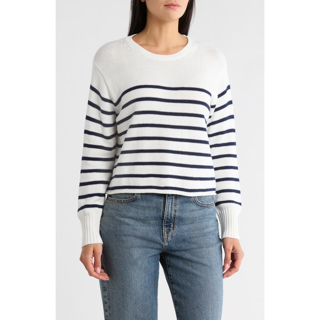 Vigoss Stripe Boxy Crop Cotton Blend Sweater