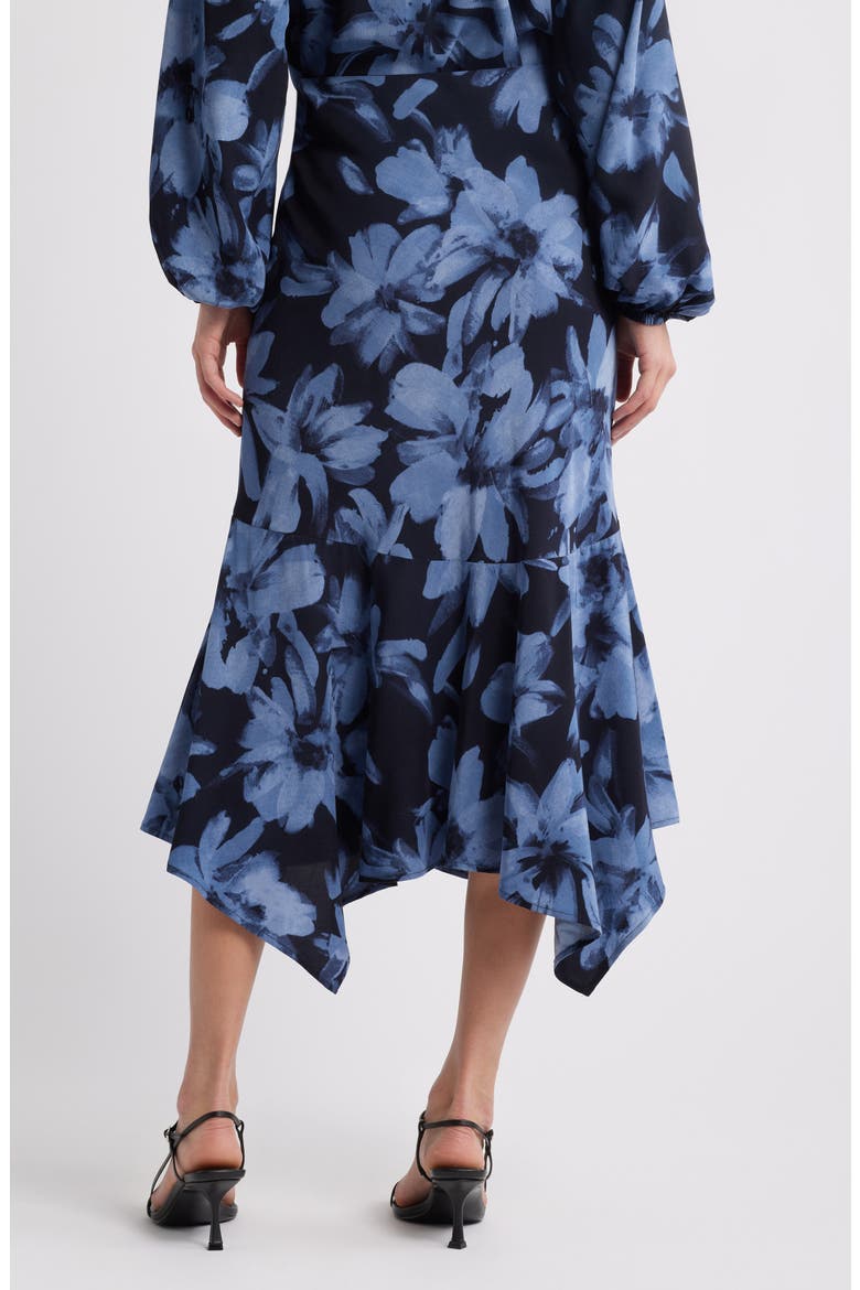 Edwina Floral Asymmetric Midi Skirt, Alternate, color, MIDNIGHT LILY