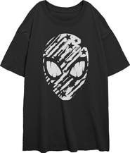Marvel: Spider-Man Junior's Stars and Stripes Mask Short Sleeve Oversized T-Shirt