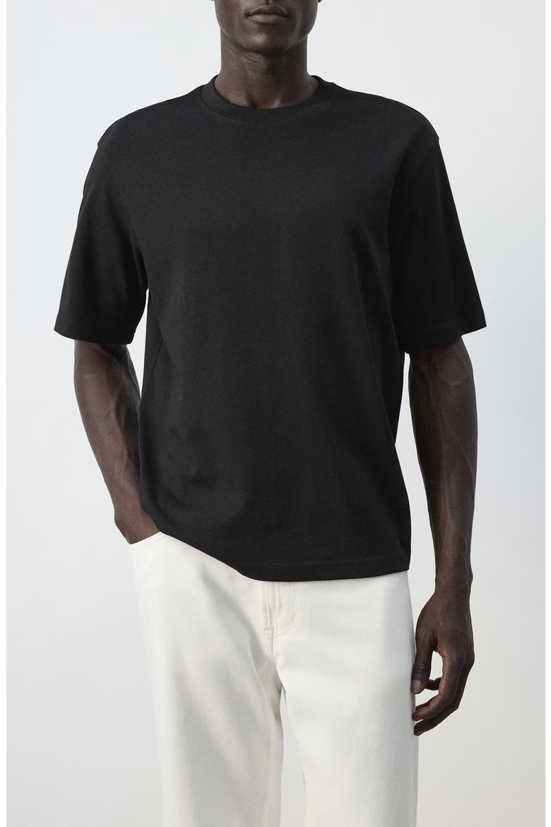 Relaxed Fit Solid Cotton T-Shirt, Main, color, BLACK