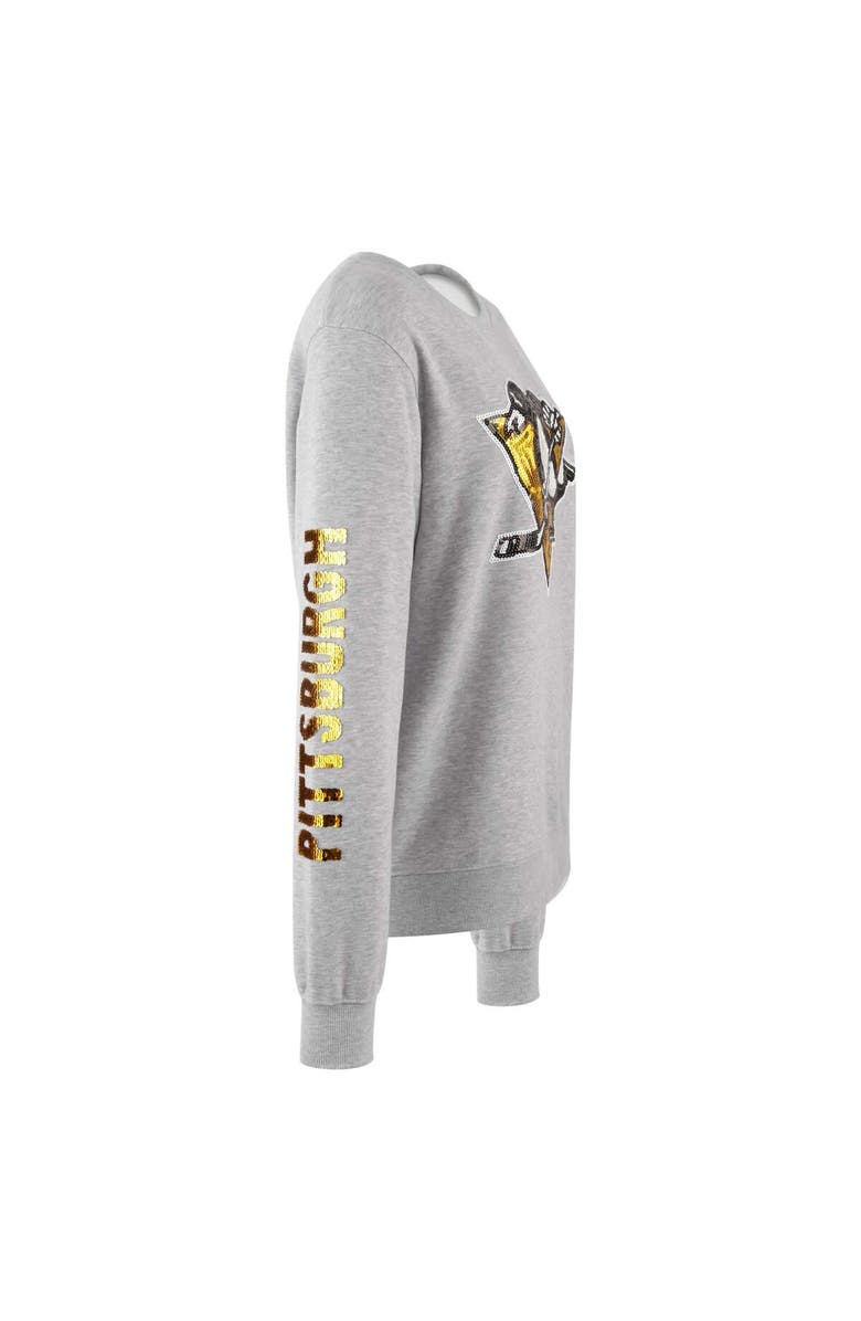 CUCE Women's Cuce Heather Gray Pittsburgh Penguins Sequin Pullover Sweatshirt, Alternate, color, Heather Gray
