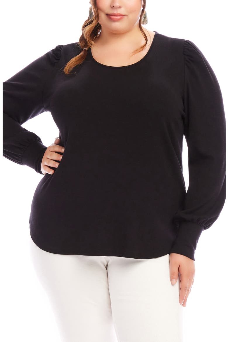 Puff Sleeve Top, Main, color, BLACK