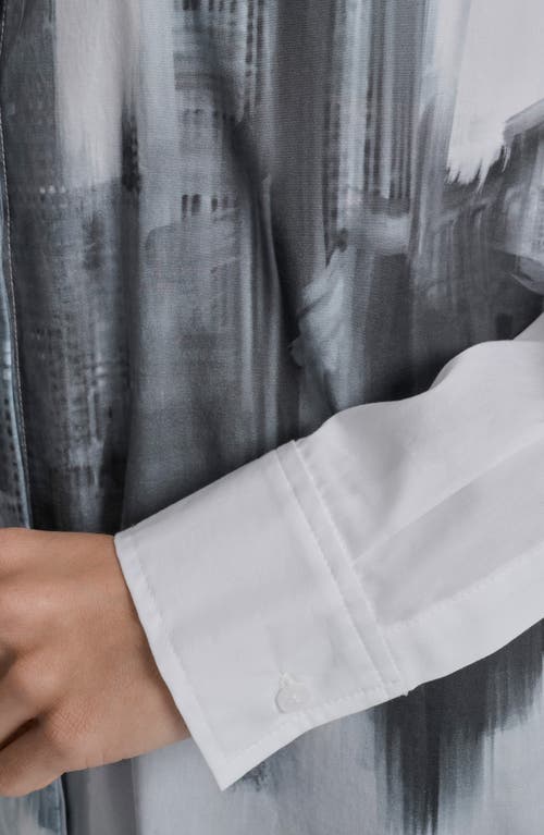 Dkny City Skyline Cotton Button-up Shirt In White