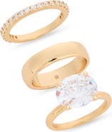 NORDSTROM RACK Set of 3 Cubic Zirconia Solitaire and Bands