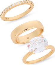 NORDSTROM RACK Set of 3 Cubic Zirconia Solitaire and Bands