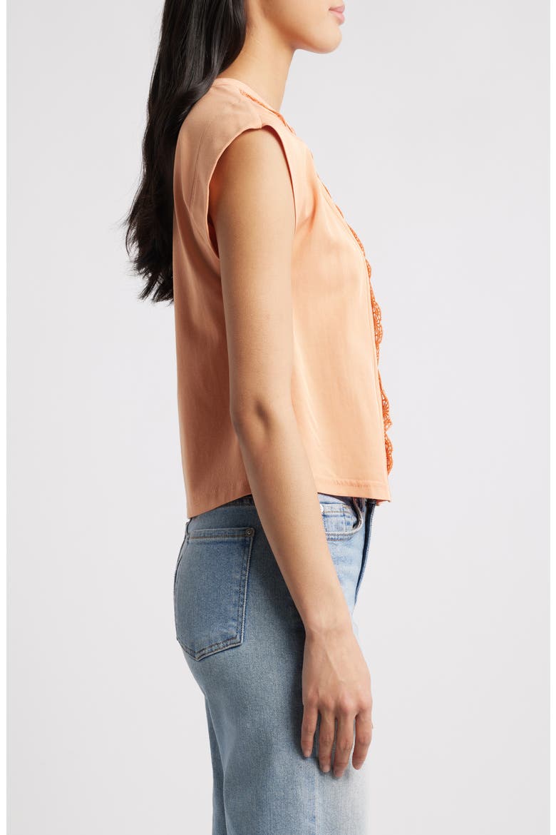 Embellished Cap Sleeve Button-Up Shirt, Alternate, color, AUTUMN SUNSET
