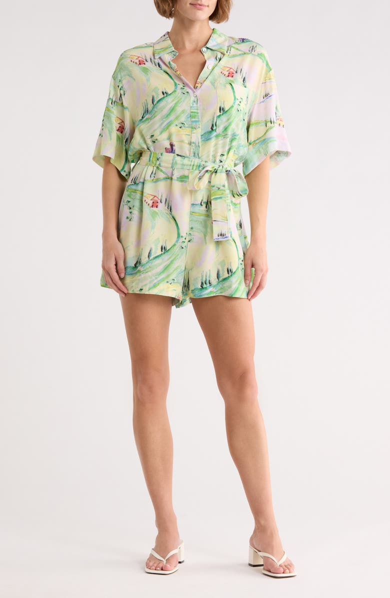 FRNCH Ulla Tie Waist Romper, Main, color, Valdorcia