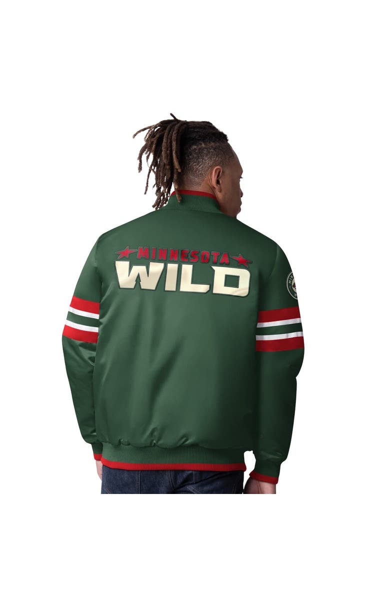 STARTER Men's Starter Green Minnesota Wild Scout I Full-Snap Varsity Jacket, Alternate, color, Green