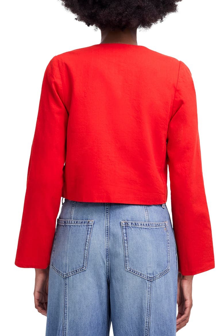 Cotton & Linen Blend Zip-Up Jacket, Alternate, color, FESTIVAL RED