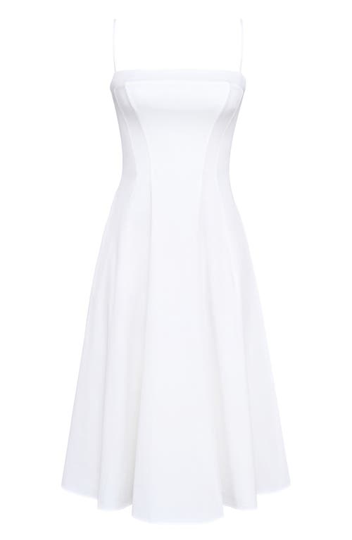House Of Cb Dolly Seamed Stretch Cotton Twill Midi Sundress In Cloud Dancer