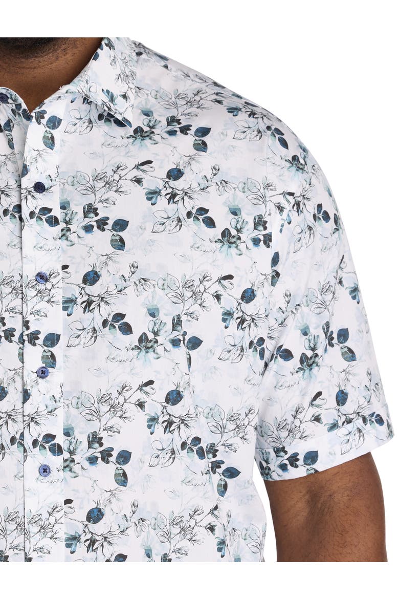 Big & Tall Watercolor Floral Sport Shirt V2, Alternate, color, BLUE GREEN