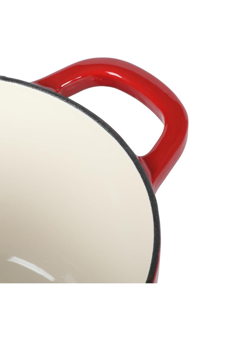 3 Quart Enameled Cast Iron Saucepan with Lid, Alternate, color, Red