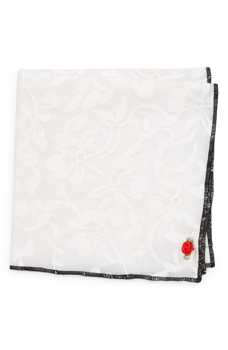 CLIFTON WILSON I Do Floral Embroidered Woven Pocket Square, Main, color, 