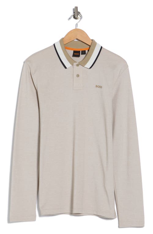 Hugo Boss Mens Open White Brand-embroidered Long-sleeved Cotton-piqué Polo Shirt In Neutral
