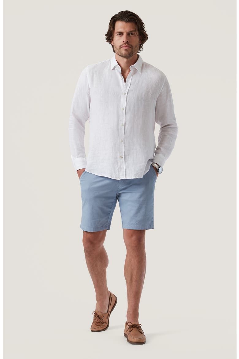 Arizona Slim Fit Blue Tie Print Flat Front Cotton Shorts, Alternate, color, TIE PRINT