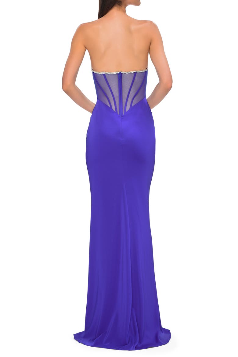 Chic Jersey Evening Dress with Rhinestone Neckline, Alternate, color, Royal Blue