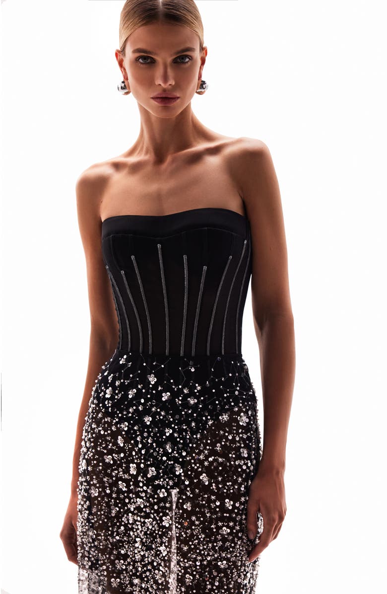 Milla Crystal-Covered Fabulous Black Maxi Dress, Alternate, color, 